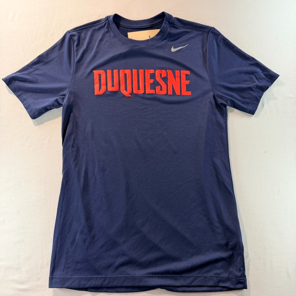 Nike Dri Fit Duquesne T Shirt Mens Small Navy Athletic Training Tee NWT